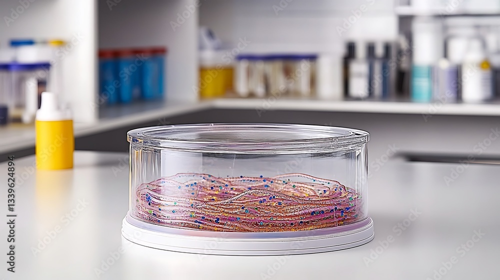 Lab petri dish with samples on bench for science use Lab petri dish with samples on bench for science use