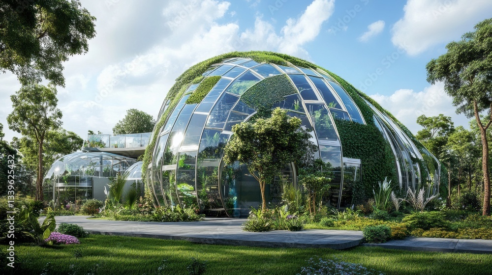 Obraz premium A high-tech greenhouse with automated systems and cleaner technologies for sustainable farming