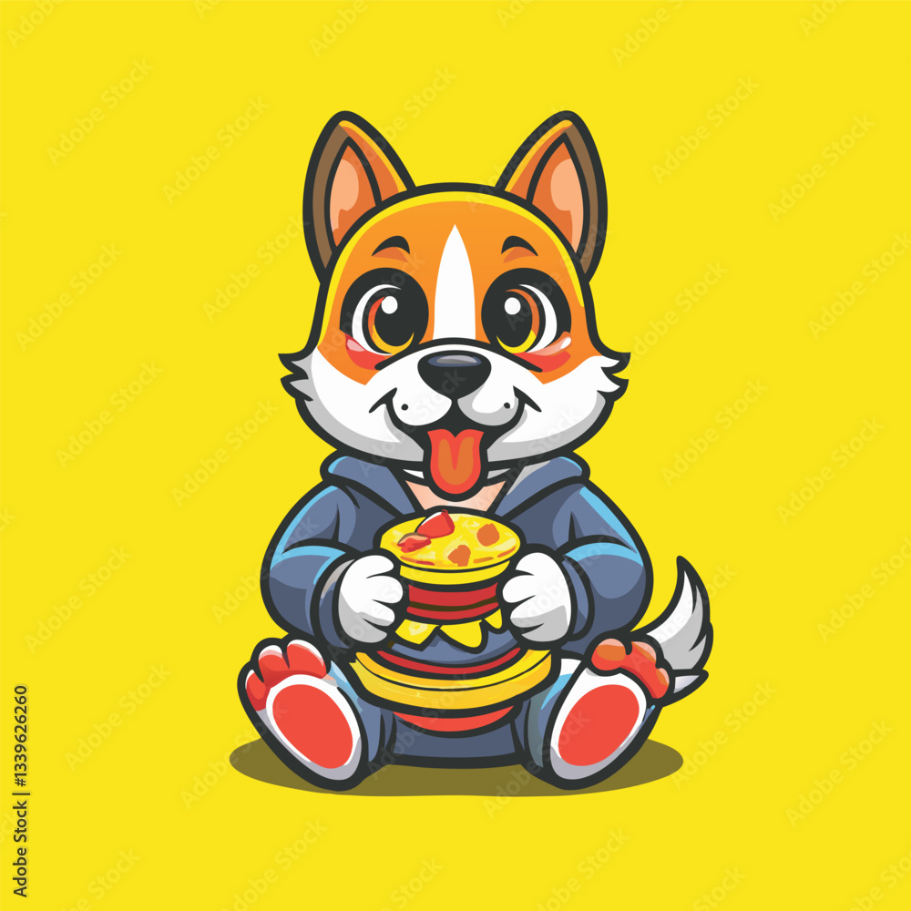 EPS 10 Vector Illustration Depicting a Dog Character Eating EPS 10 Vector Illustration Depicting a Dog Character Eating