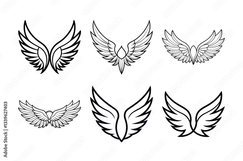 Silhouette Feathered Wings Vector for Unique Projects
Silhouette Feathered Wings Vector for Unique Projects
