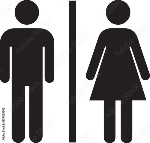 Restroom sign vector graphic man and woman icon toilet wc gender symbol bathroom lavatory public convenience 100