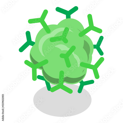 3D Isometric Flat Vector Set of Viruses And Microbes, Bacterial Infection Microorganisms. Item 7
