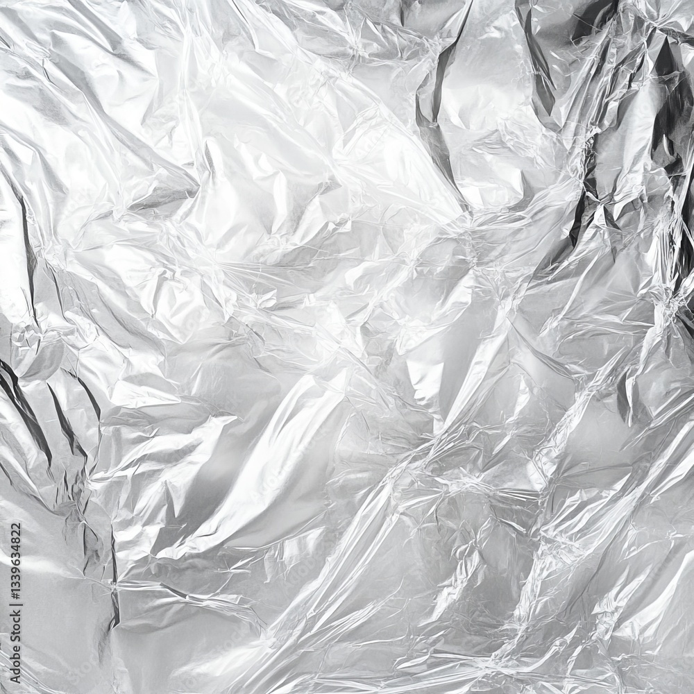 Obraz premium Plastic wrap texture overlay effect. Polyethylene packaging for vinyl or cd cover. Shrink crumpled plastic sleeve, mockup illustration