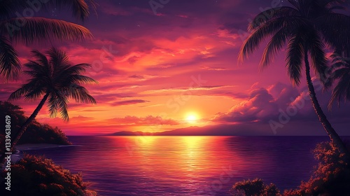 A breathtaking sunset paints the city skyline in warm hues, with colorful clouds drifting across the evening sky.
