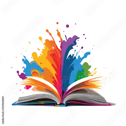 vector open book with rainbow colors