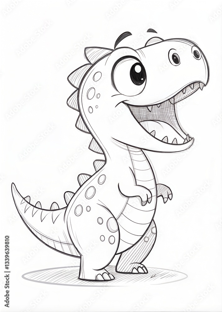 Naklejka premium Cute Baby T-Rex Outline for Coloring Book 