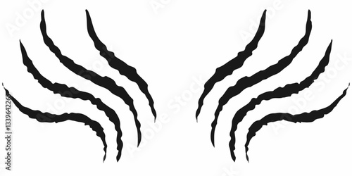 Black claws animal scratch, Torn paper, Cat claws trace. Set of cruel animal scratches horror and grunge concept in silhouette. Cat tiger scratches signs. claw scratches, vector illustration 
