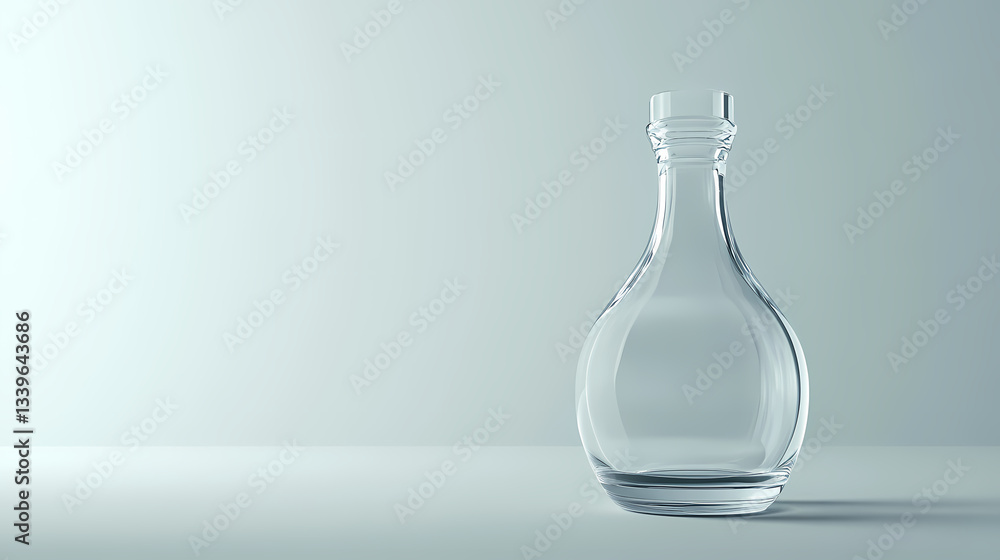 Sleek 3d illustration of minimalist bottle with elegant curves and translucent cap set against plain soft monochrome. Translucent Caps. Illustration Sleek 3d illustration of minimalist bottle with elegant curves and translucent cap set against plain soft monochrome. Translucent Caps. Illustration
