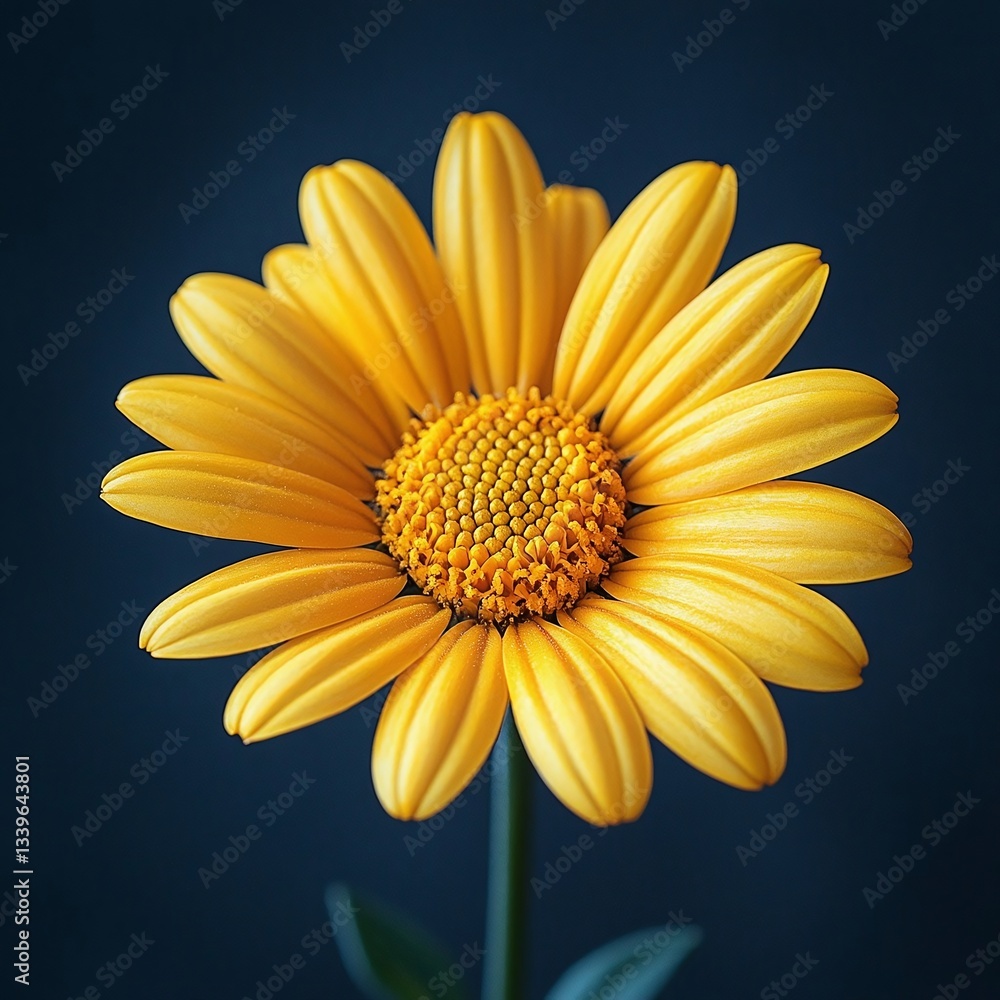 Obraz premium A Radiant Yellow Daisy Bursts Forth, A Symbol Of Summers Warmth And Simple Joy, Against A Deep Blue Backdrop