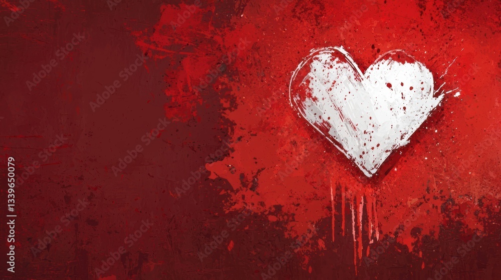 A vibrant red background features a bold, white heart, conveying strong emotions, This image can be used for romantic themes, Valentine's promotions, or artistic expressions of love and passion, A vibrant red background features a bold, white heart, conveying strong emotions, This image can be used for romantic themes, Valentine's promotions, or artistic expressions of love and passion,