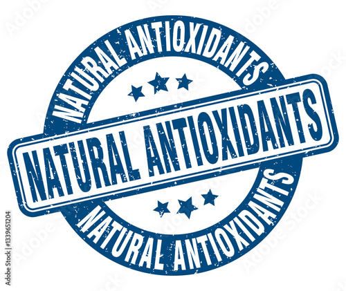 natural antioxidants stamp. natural antioxidants label. round grunge sign