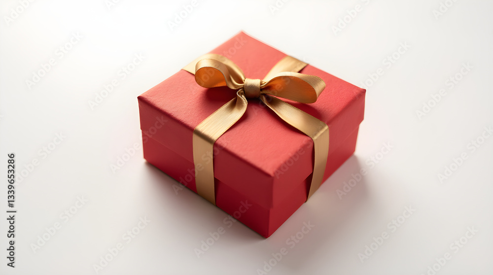Exquisite Square Red Gift Box with Shiny Gold Ribbon Bow - Wrapped Present for Birthday Christmas Anniversary Holiday Celebration Special Event Gift Giving Special Day Festive Occasions Exquisite Square Red Gift Box with Shiny Gold Ribbon Bow - Wrapped Present for Birthday Christmas Anniversary Holiday Celebration Special Event Gift Giving Special Day Festive Occasions