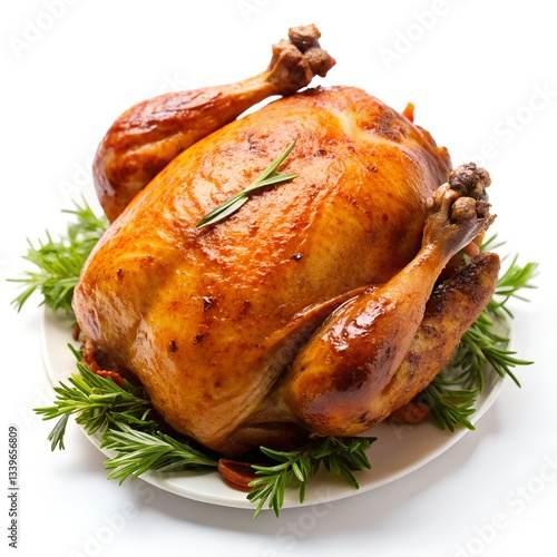 roasted chicken on a white