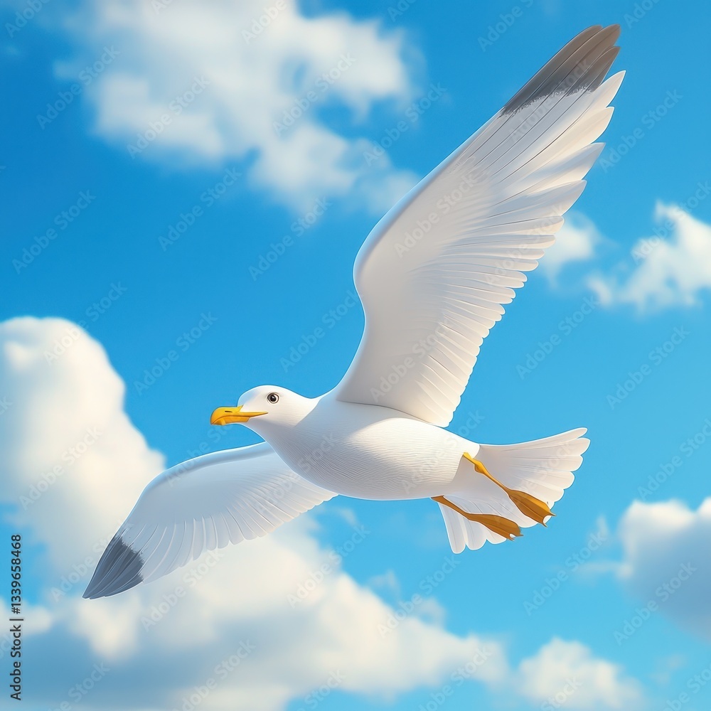 Obraz premium Seagull soaring in the sky