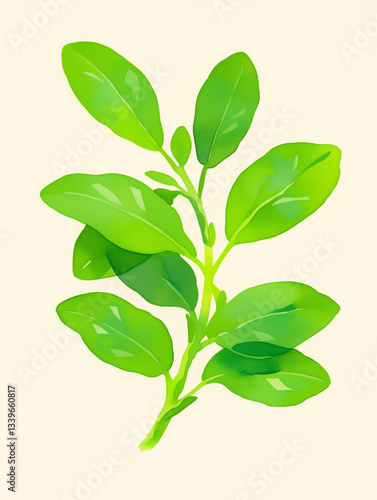 Vibrant Green Leafy Plant Illustration