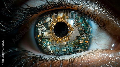 Futuristic Macro Eye with Glowing Digital Circuitry – A Visionary Take on Innovation and Artificial Intelligence