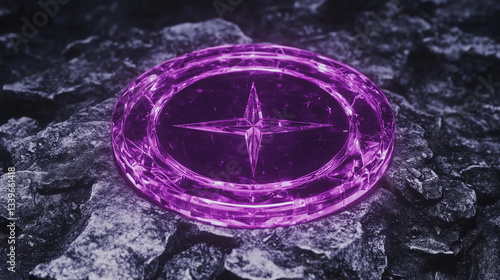 Purple Crystal Compass on Volcanic Stone