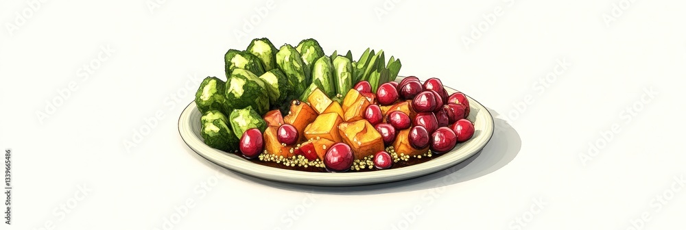 Vibrant Assortment of Fresh Vegetables and Fruits on a Bright White Background Vibrant Assortment of Fresh Vegetables and Fruits on a Bright White Background