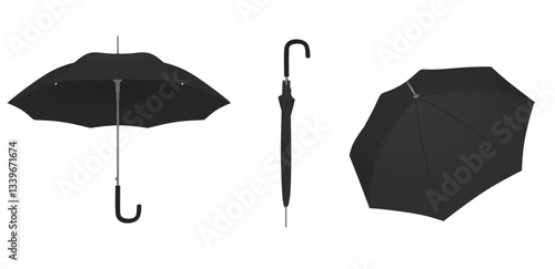 Classic black umbrella. vector illustration