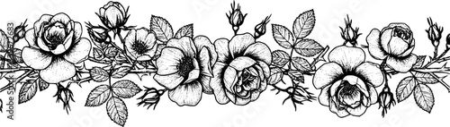 Silver metal rose vines with sharp thorns. Gothic prickly vine elements isolated
