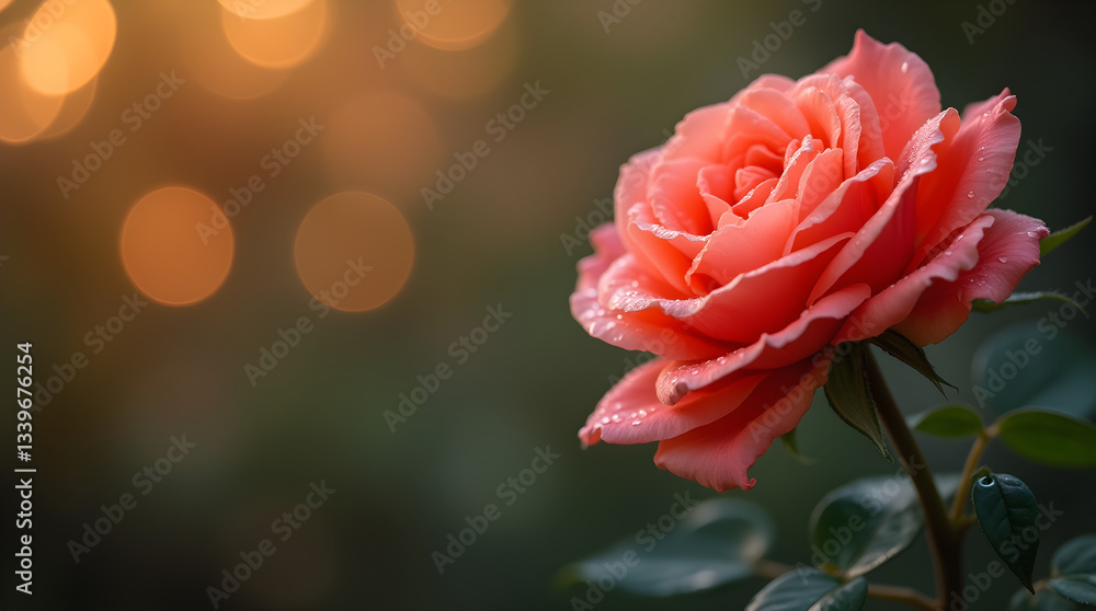 Stunning Peach Rose Flower Bokeh Dew Drops Garden Bloom Stunning Peach Rose Flower Bokeh Dew Drops Garden Bloom