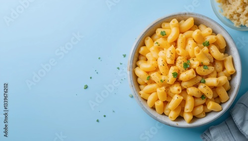 raw russian pasta makaroni in the blue bowl