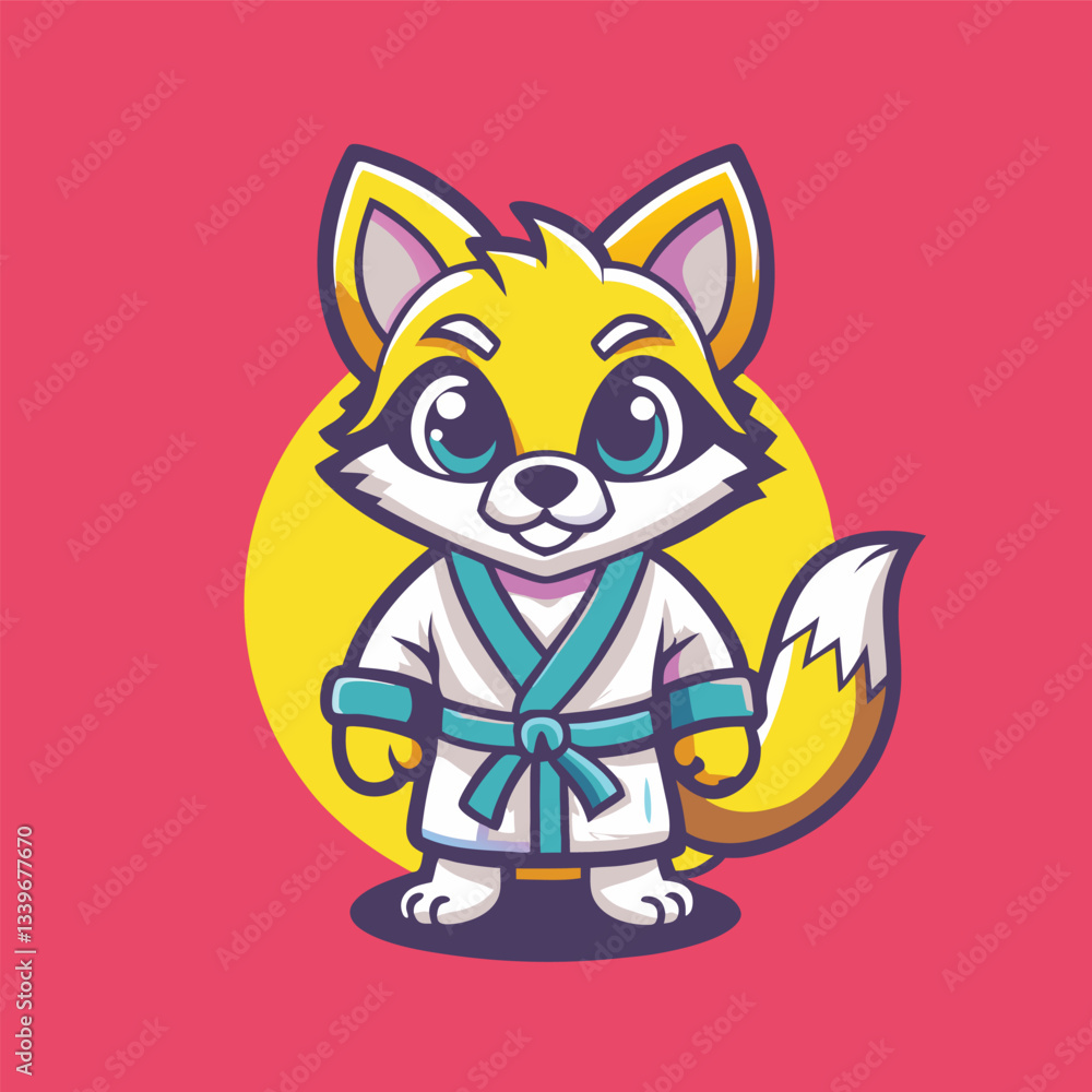 Fototapeta premium Mighty Karate Fox Character Illustration in Vector EPS 10 Format