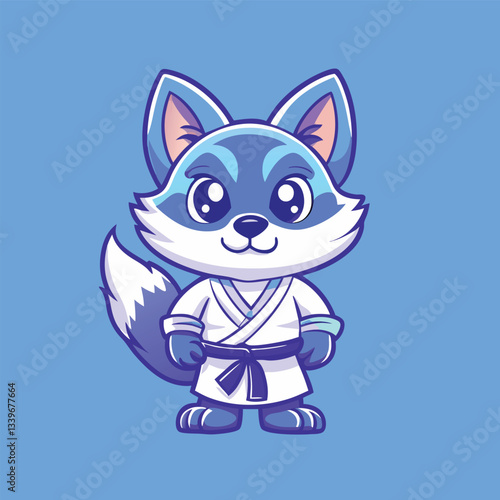 Fierce Karate Fox Ready for Combat in Stylized Vector Illustration