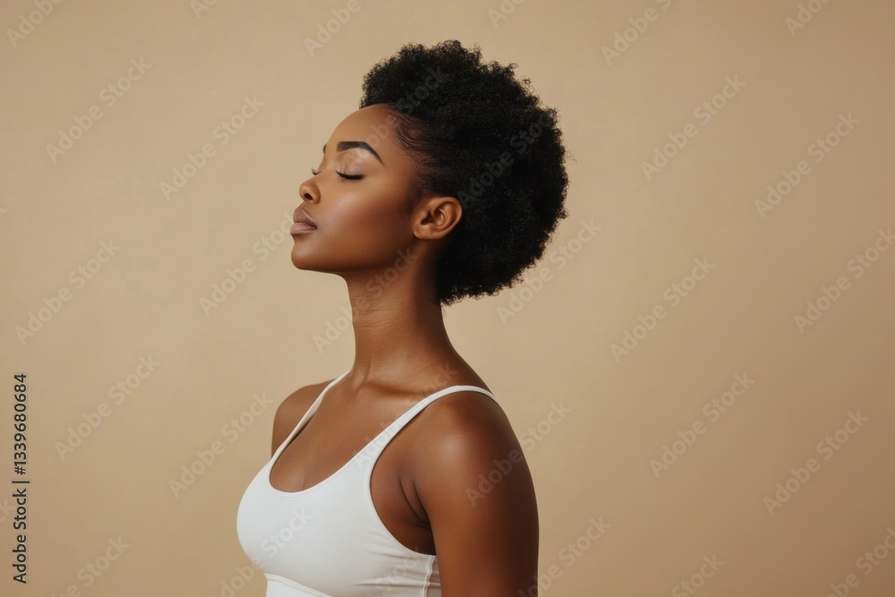 Serene Contemplation: A portrait of a woman, eyes closed, embodying peace and introspection, evoking feelings of inner peace and mindfulness. Serene Contemplation: A portrait of a woman, eyes closed, embodying peace and introspection, evoking feelings of inner peace and mindfulness.