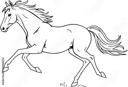 Outline of a galloping horse minimal dynamic animal vector illustration