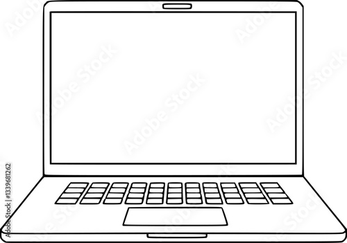 Outline of a laptop with an open screen sleek modern computer vector art
