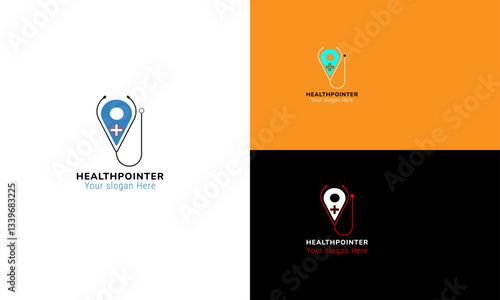 Medical and Health care point logo design icon vector Maps and location for medical