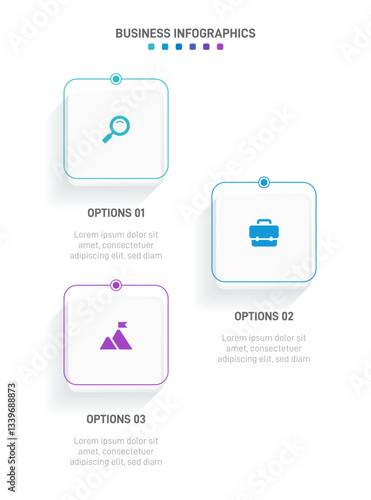 Vertical progress bar featuring 3 arrow-shaped elements, symbolizing the three stages of business strategy and progression. Clean timeline infographic design template. Vector for mobile presentation.