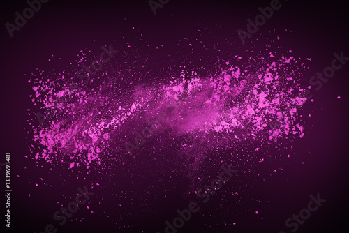 Vibrant purple color dust explosion on dark background
