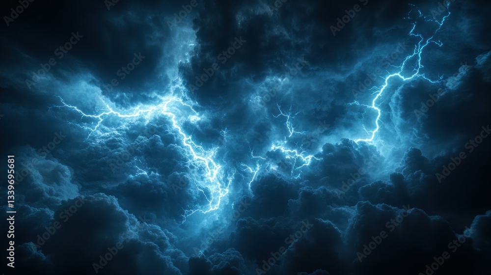 Stormy sky with intense lightning Stormy sky with intense lightning