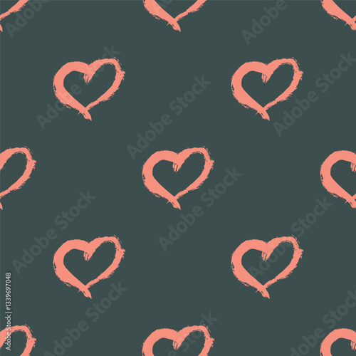 Seamless pattern with hand drawn heart doodle for decorative print, wrapping paper, greeting cards and fabric