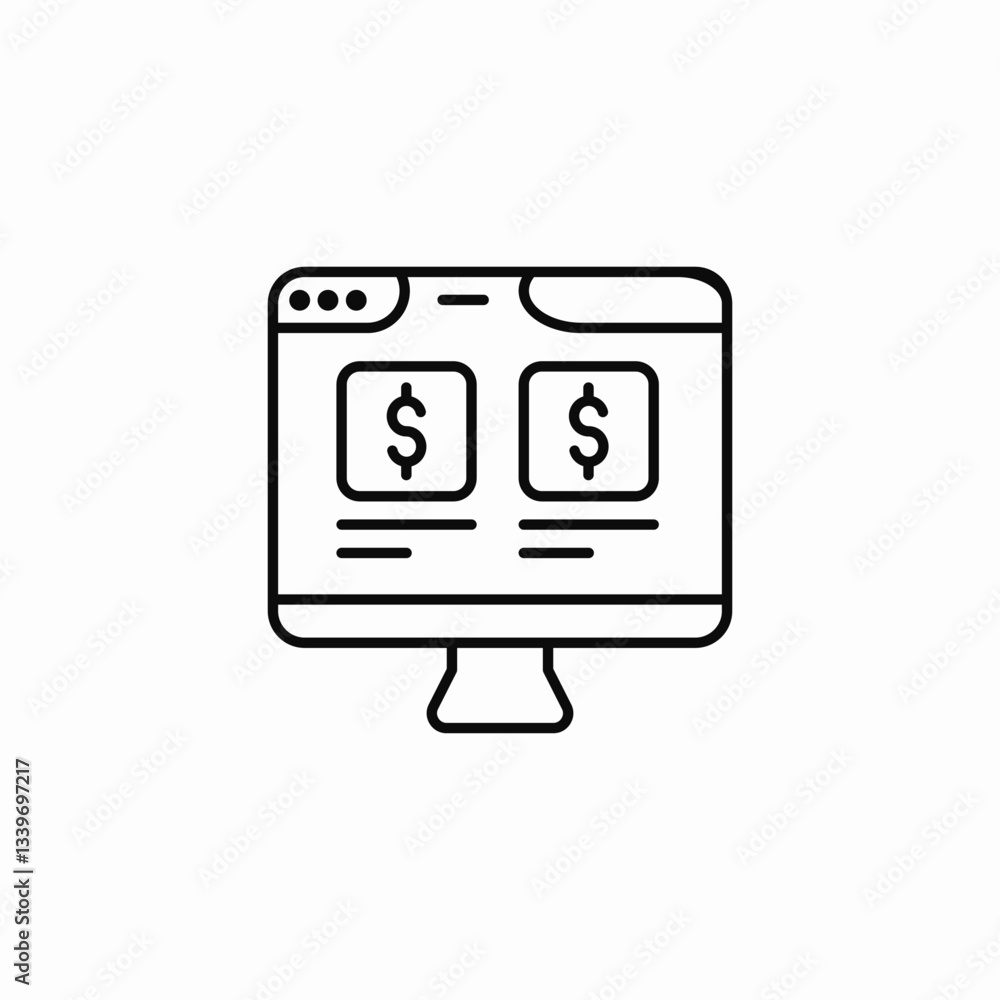 computer financial platform icon sign vector computer financial platform icon sign vector
