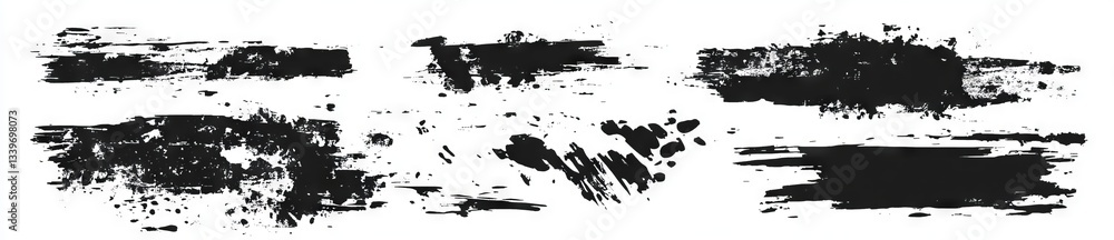 A sophisticated set of black paintbrush strokes with text boxes A sophisticated set of black paintbrush strokes with text boxes