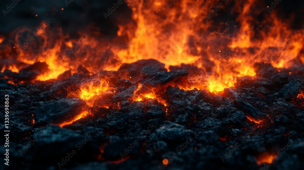 A dark 3D abstract image depicting a war or battle scene with smoke, sparks, and fire in the background A dark 3D abstract image depicting a war or battle scene with smoke, sparks, and fire in the background
