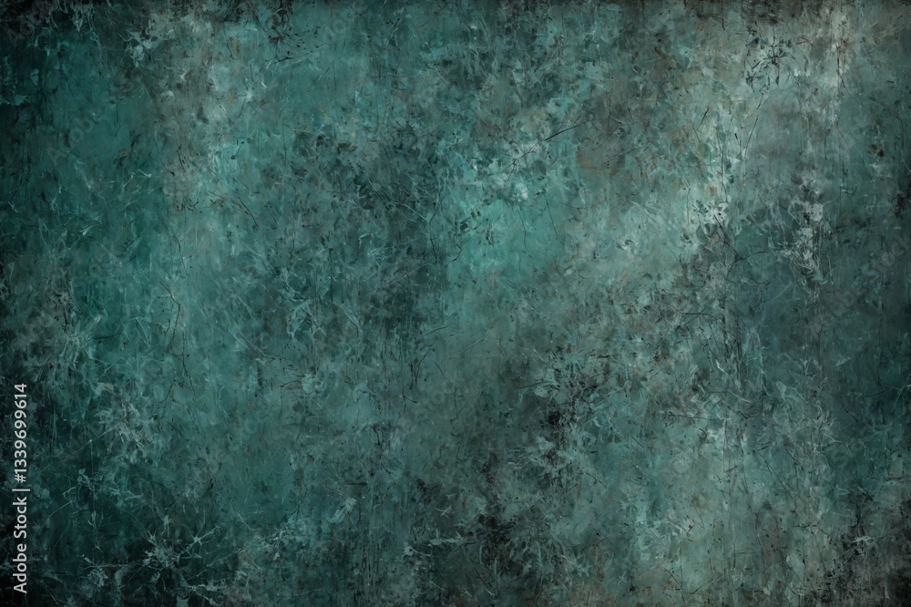 Fototapeta premium Vintage Texture Background for Creative Designs Featuring Distressed Old Paint in Dark Slate Gray and Dark Sea Green with Space for Text or Images