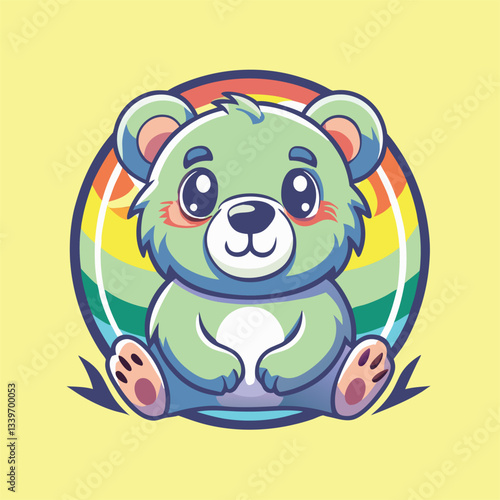 Gradient Logo Illustration of an Adorable and Colorful Baby Bear