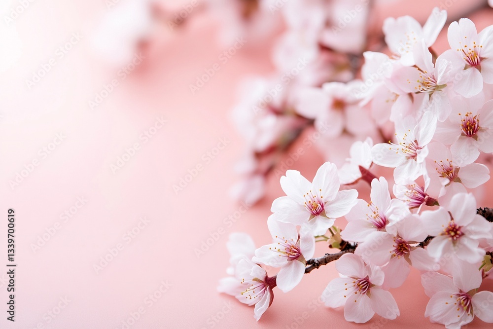 Easter Background, Easter Banner, Delicate Pink Cherry Blossoms on Soft Pink Background Spring Floral Image Easter Background, Easter Banner, Delicate Pink Cherry Blossoms on Soft Pink Background Spring Floral Image