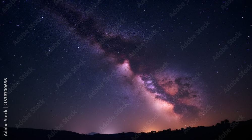 Fototapeta premium Stunning Dark Sky Milky Way Galaxy Stars Nightscape Astrophotography Landscape