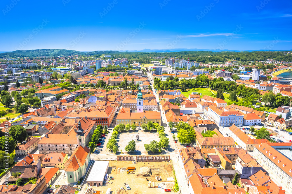 Town of Karlovac historic city center aerial view