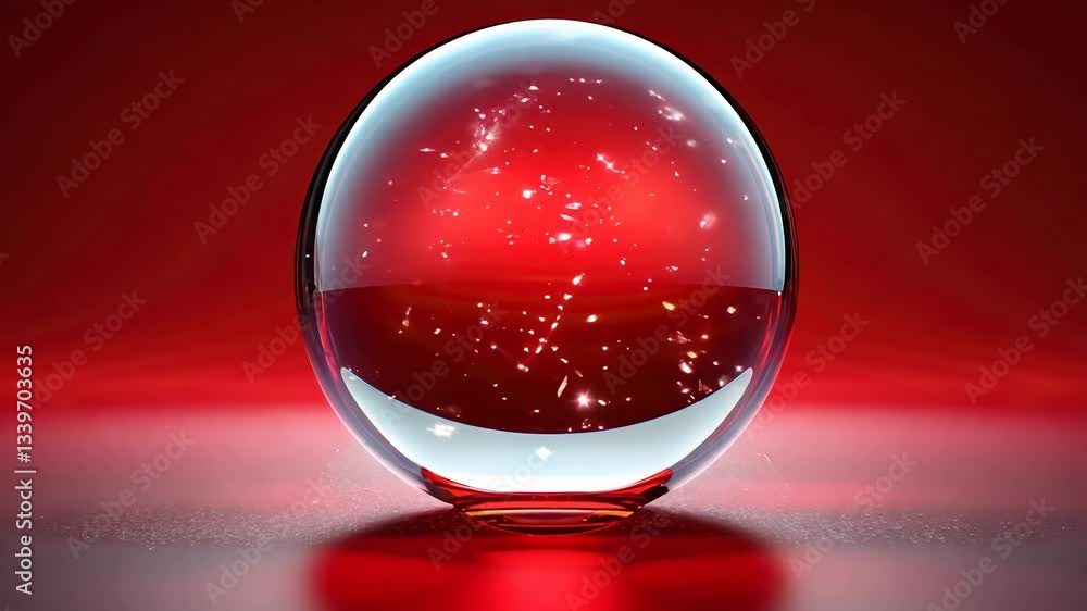 Red ball with a clear center. The ball is sitting on a red background. The ball is the main focus of the image Red ball with a clear center. The ball is sitting on a red background. The ball is the main focus of the image