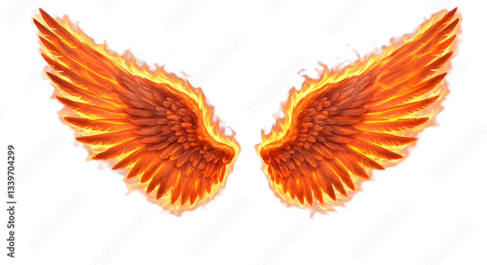 Obraz premium angel fire wings isolated on white or transparent png