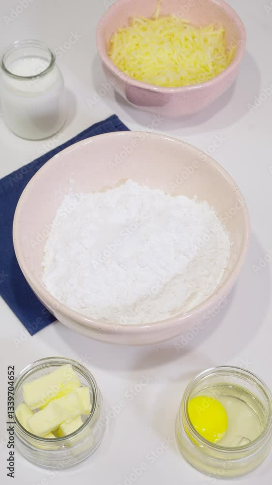 Preparando masa para chipa casera. Receta fácil y deliciosa. Footage de cocina, chipa, masa casera Preparando masa para chipa casera. Receta fácil y deliciosa. Footage de cocina, chipa, masa casera