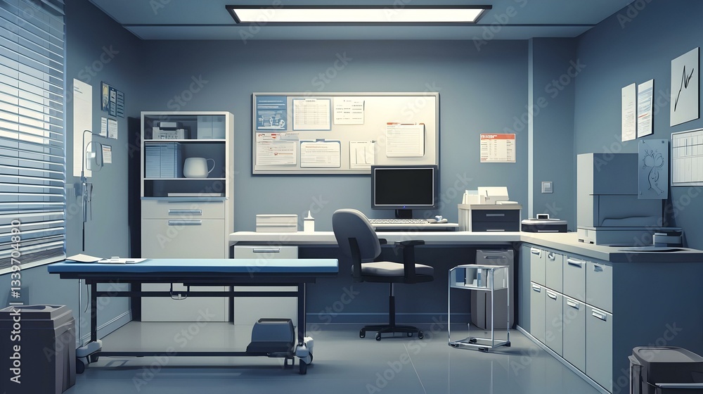 Modern medical office interior with computer Modern medical office interior with computer