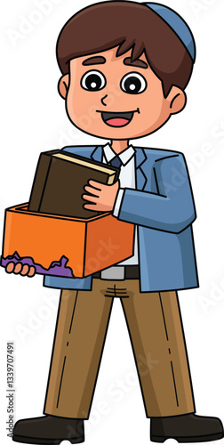 Bar Mitzvah Boy Receiving Gifts Cartoon Clipart 