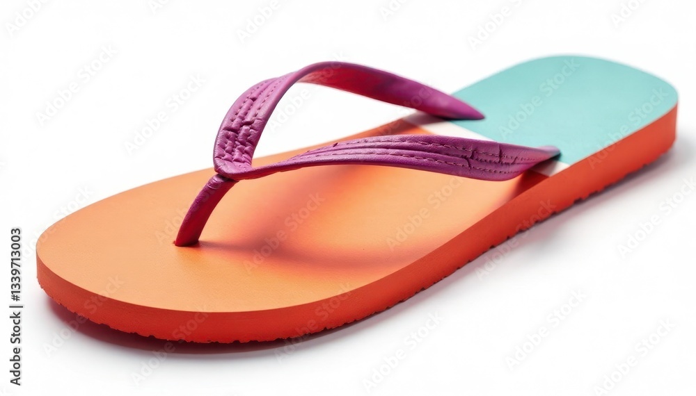 A single flip-flop isolated on white background , white, thongs A single flip-flop isolated on white background , white, thongs